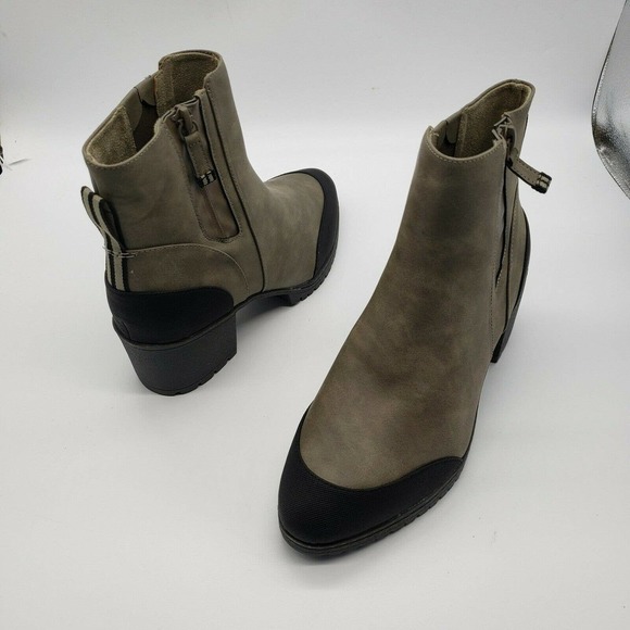NEW Dr Scholls Level Best Boots ankle heeled booties Olive brown womens sz 8.5 - Picture 2 of 9